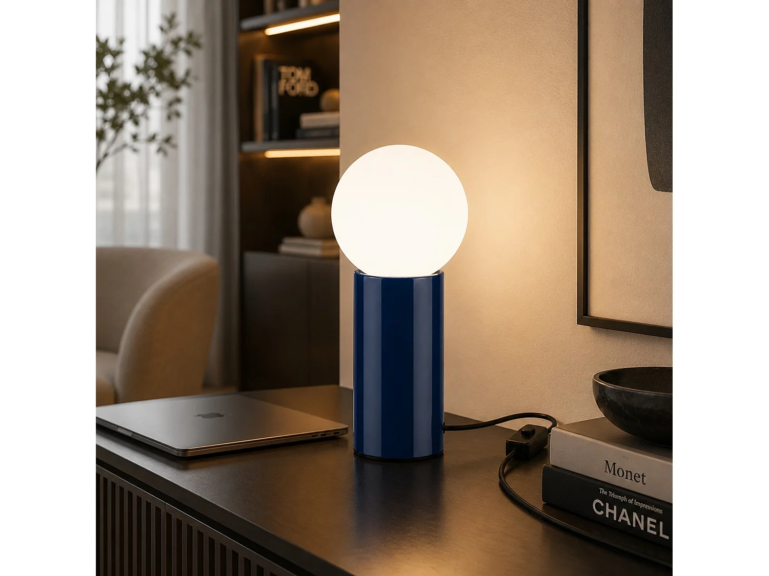 Lampada da Tavolo in Metallo "Polo" - Blu 15 x 15 x 35 cm