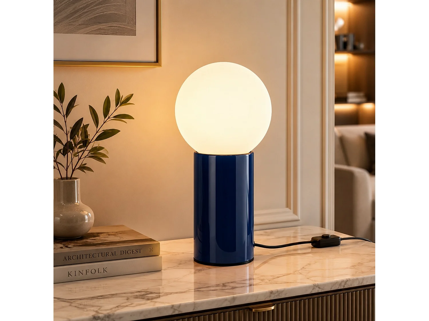 Lampada da Tavolo in Metallo "Polo" - Blu 15 x 15 x 35 cm