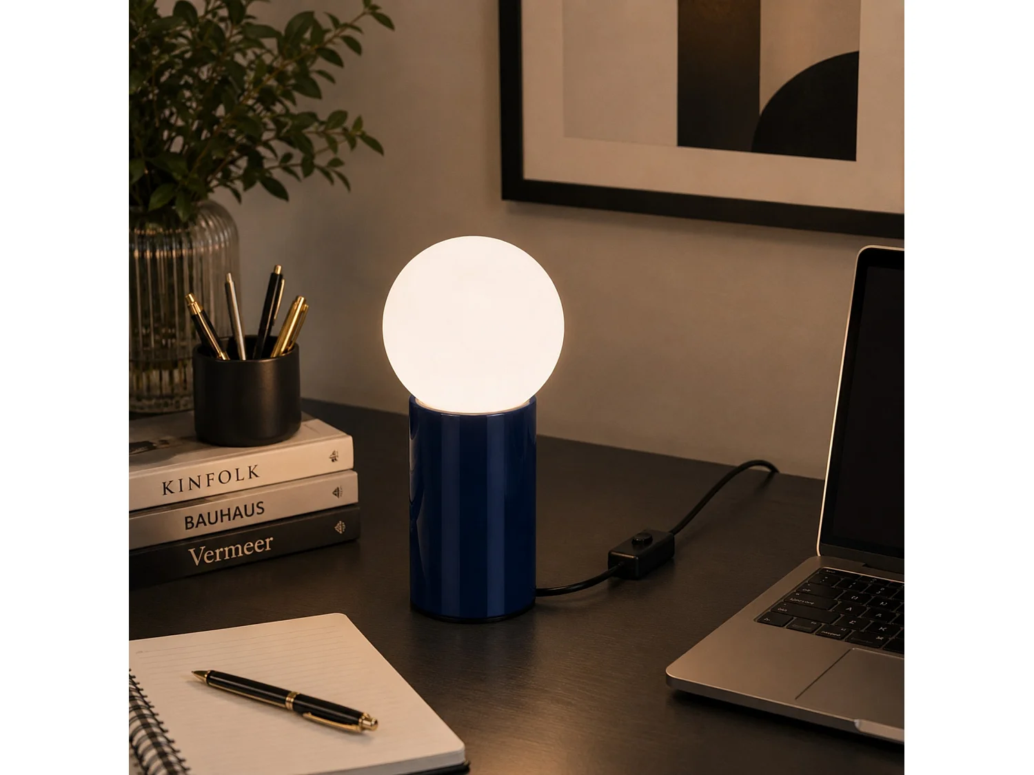 Lampada da Tavolo in Metallo "Polo" - Blu 15 x 15 x 35 cm