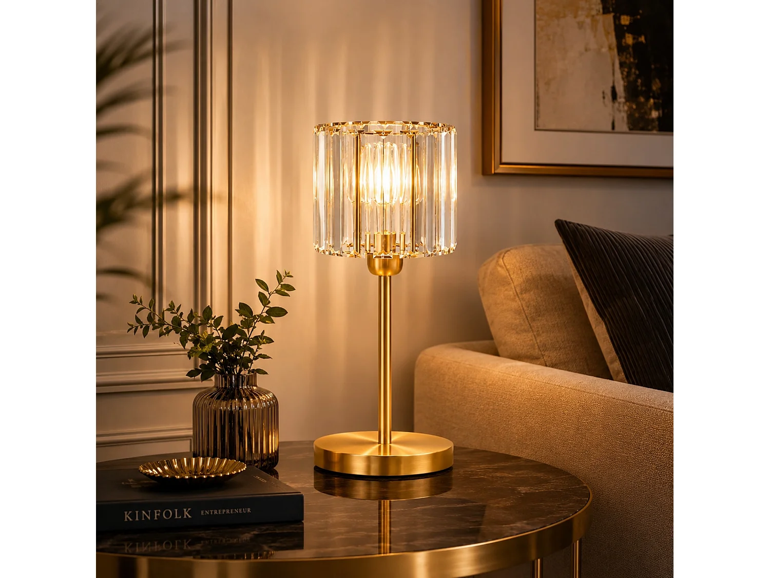 "Yakops Metall Bordslampa - Guld 17 x 17 x 50 cm"