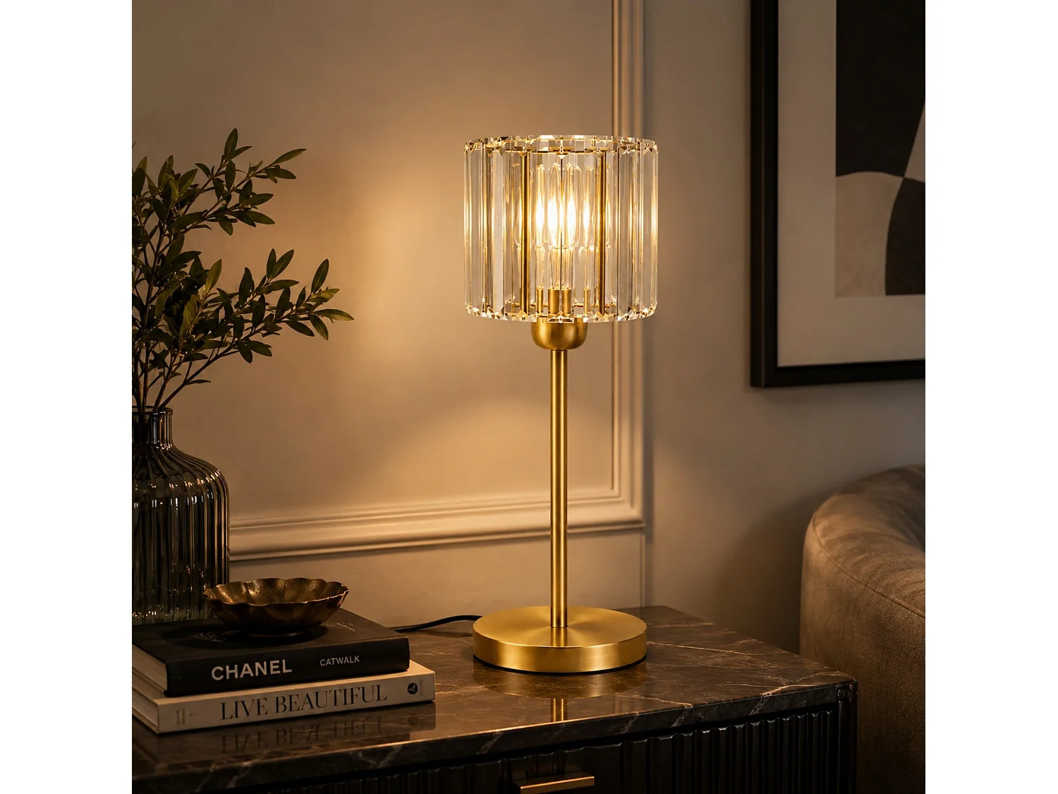 "Yakops Metall Bordslampa - Guld 17 x 17 x 50 cm"
