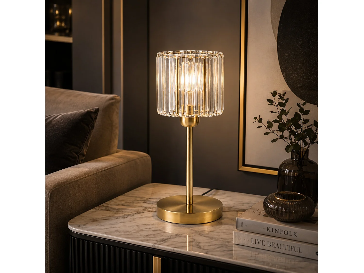 "Yakops Metall Bordslampa - Guld 17 x 17 x 50 cm"