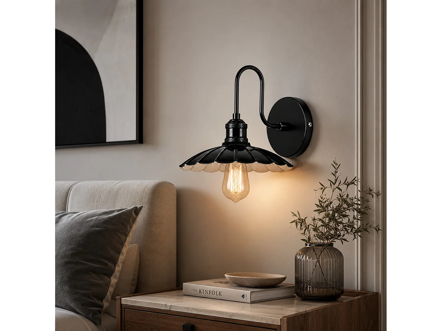 "Volan" Metall Vägglampa - 25 x 30 cm - Svart