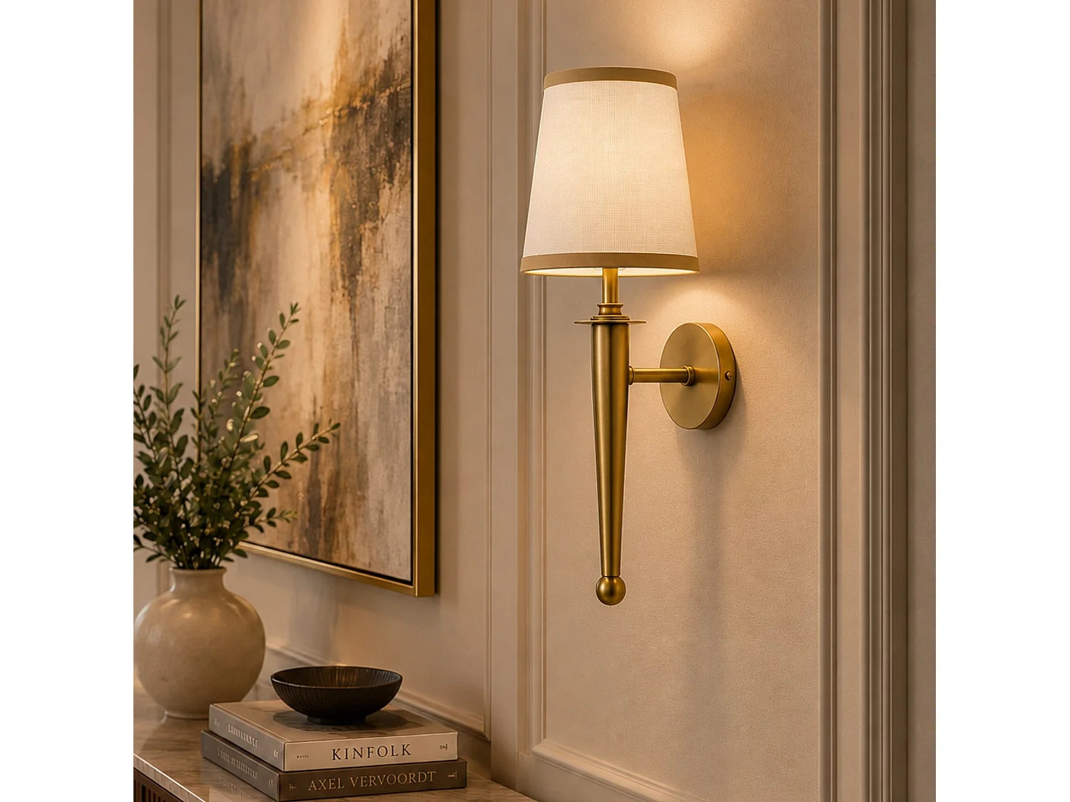 "Milano" Beige Metall Vägglampa - 22 x 22 cm - Elegant Hem Belysningslösning