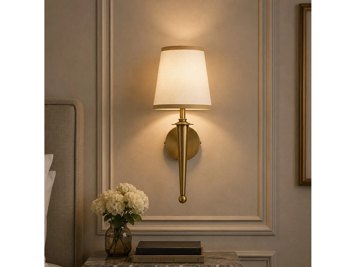 "Milano" Beige Metall Vägglampa - 22 x 22 cm - Elegant Hem Belysningslösning