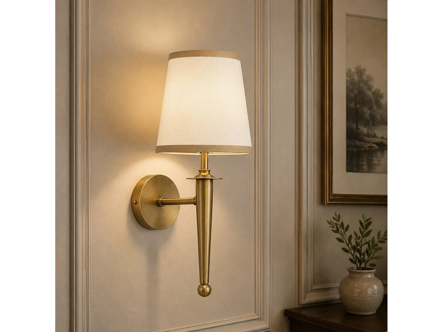 "Milano" Beige Metall Vägglampa - 22 x 22 cm - Elegant Hem Belysningslösning