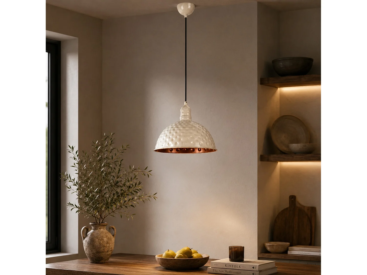 "Echo" Beige Metall Pendelkrona - 26 x 26 cm - Elegant Belysning