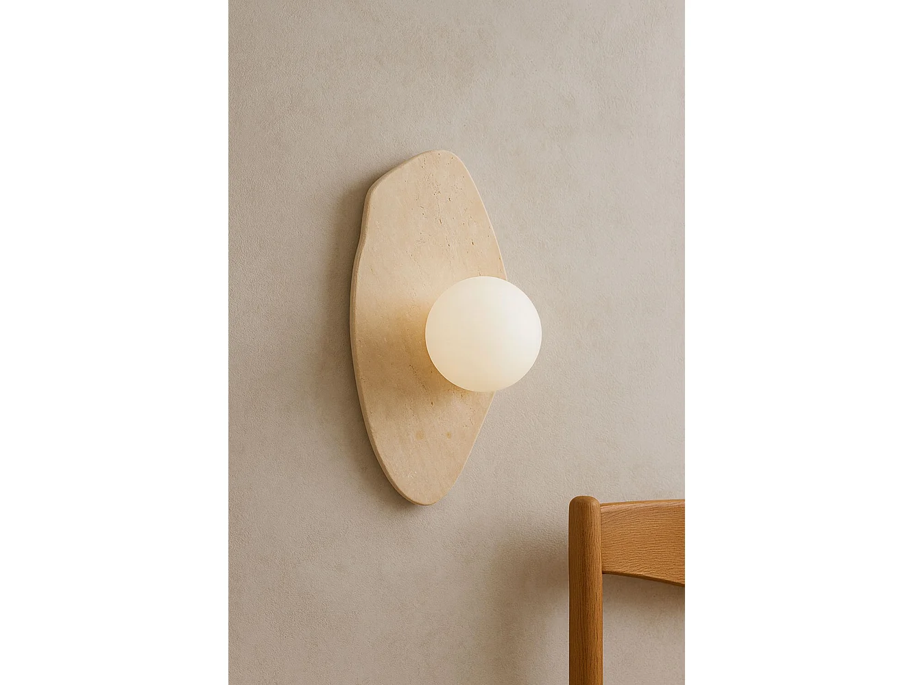 "Busy" Travertin Vägglampa - Beige/Vit - 24 x 42 cm