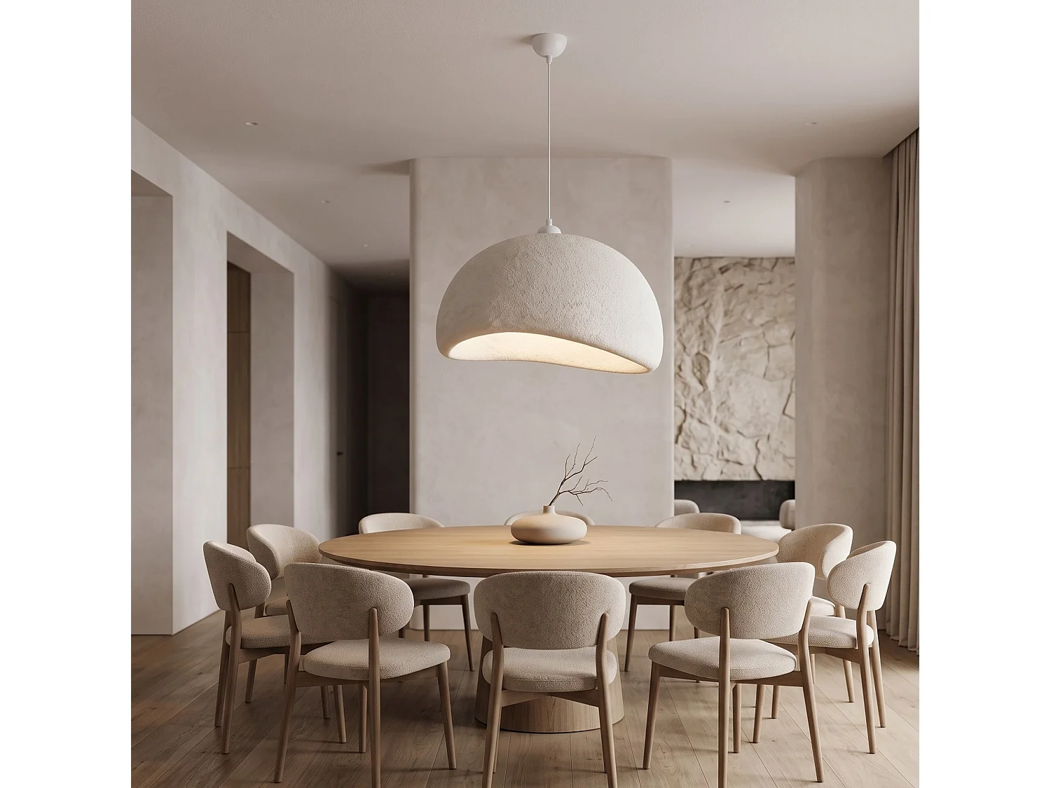 "Beta" Vit Metall Hängande Taklampa - 50 x 40 cm - Justerbar Höjd - Elegant Belysningsarmatur