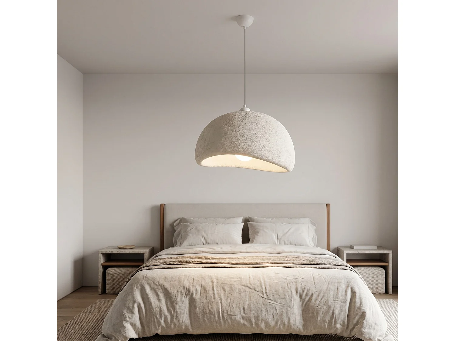 "Beta" Vit Metall Hängande Taklampa - 50 x 40 cm - Justerbar Höjd - Elegant Belysningsarmatur
