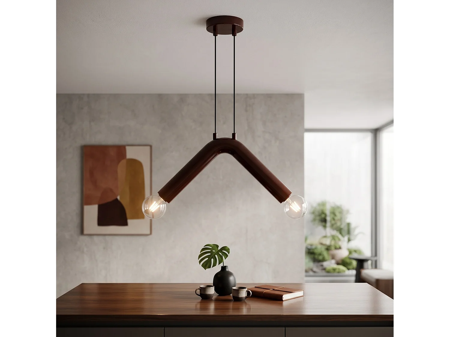 "Balance" Metall Hängande Taklampa - Brun - 33 x 15 cm - Justerbar Höjd