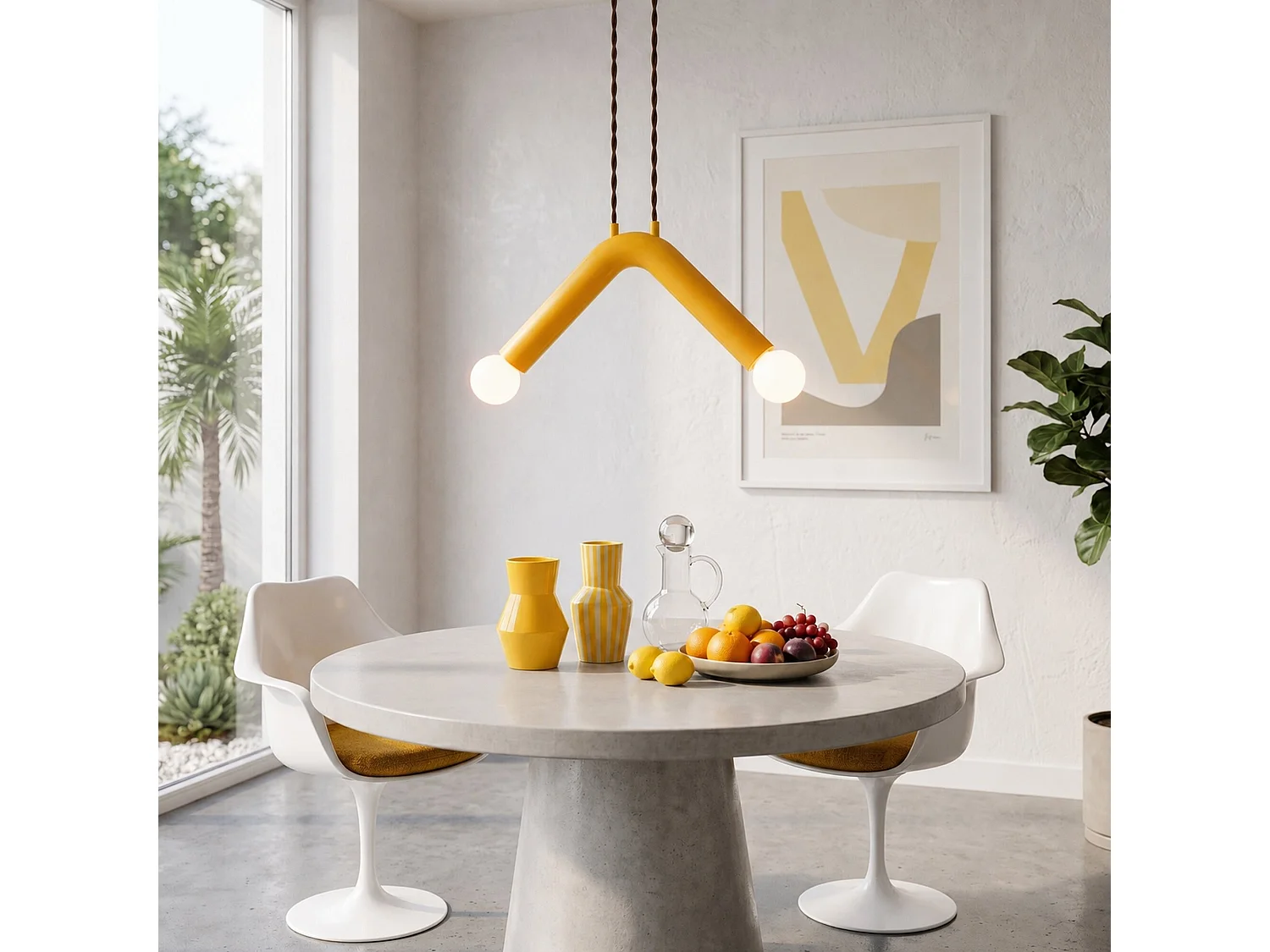 Lampe suspendue en métal "Balance" - 33 x 15 cm - Jaune
