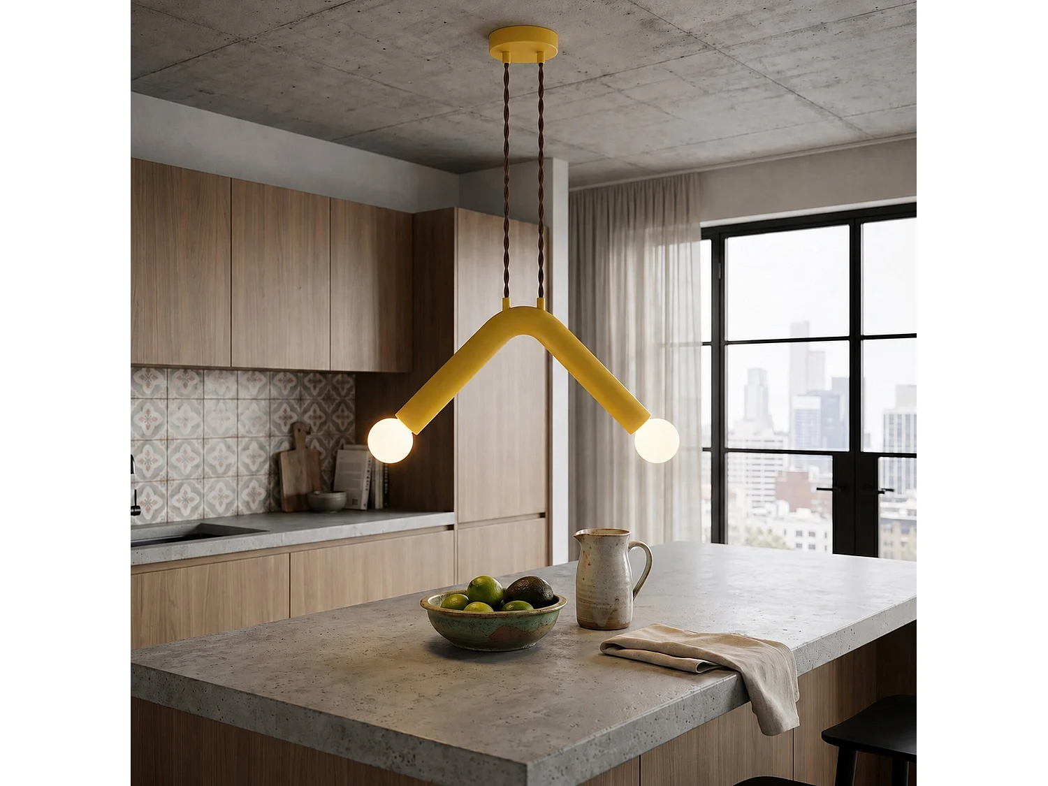 Lampe suspendue en métal "Balance" - 33 x 15 cm - Jaune