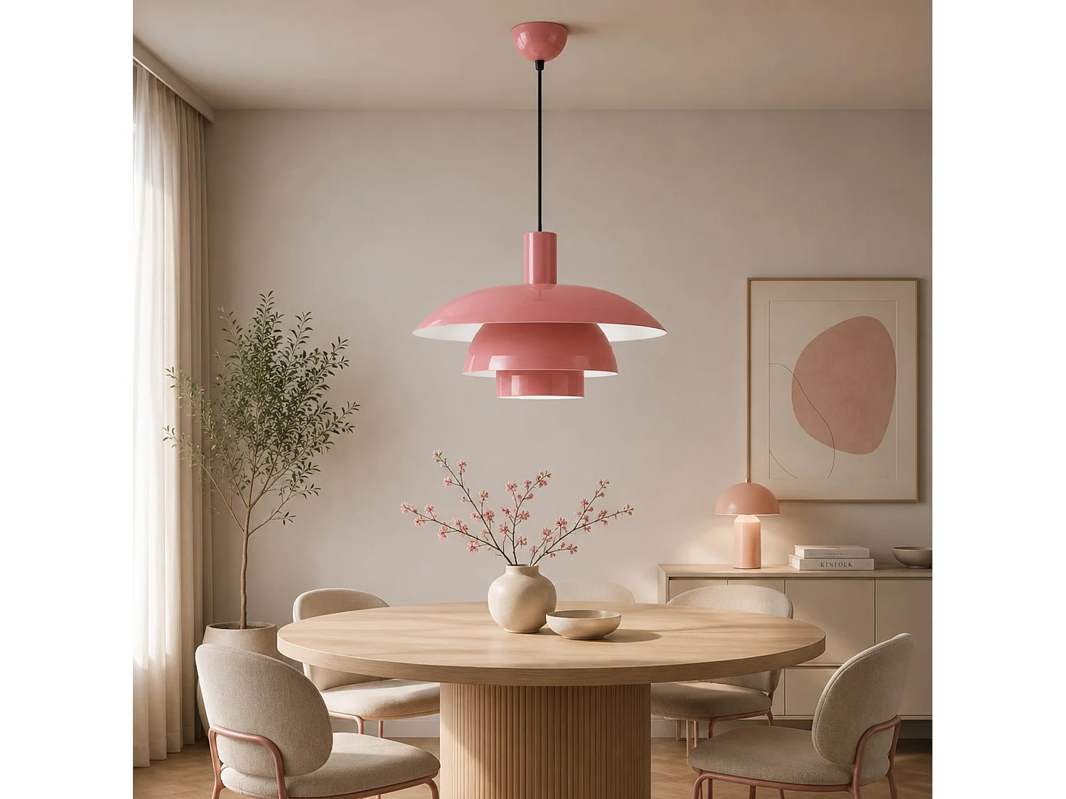 Lampe suspendue en métal "Layer" - 45 x 45 cm - Rose