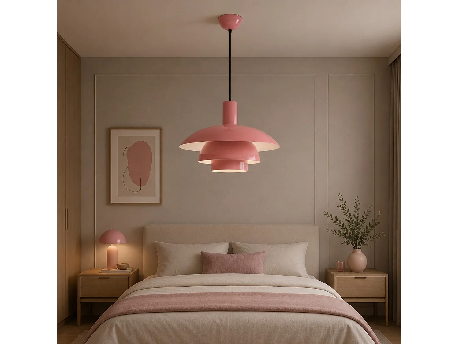 Lampe suspendue en métal "Layer" - 45 x 45 cm - Rose