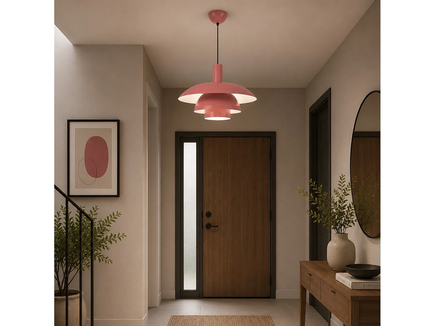 Lampe suspendue en métal "Layer" - 45 x 45 cm - Rose