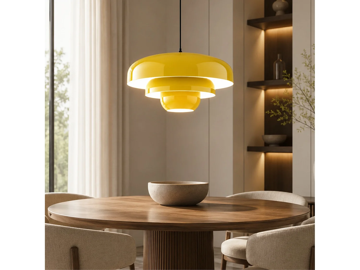 Lampe suspendue en métal "Layer" - 43 x 43 cm - Jaune