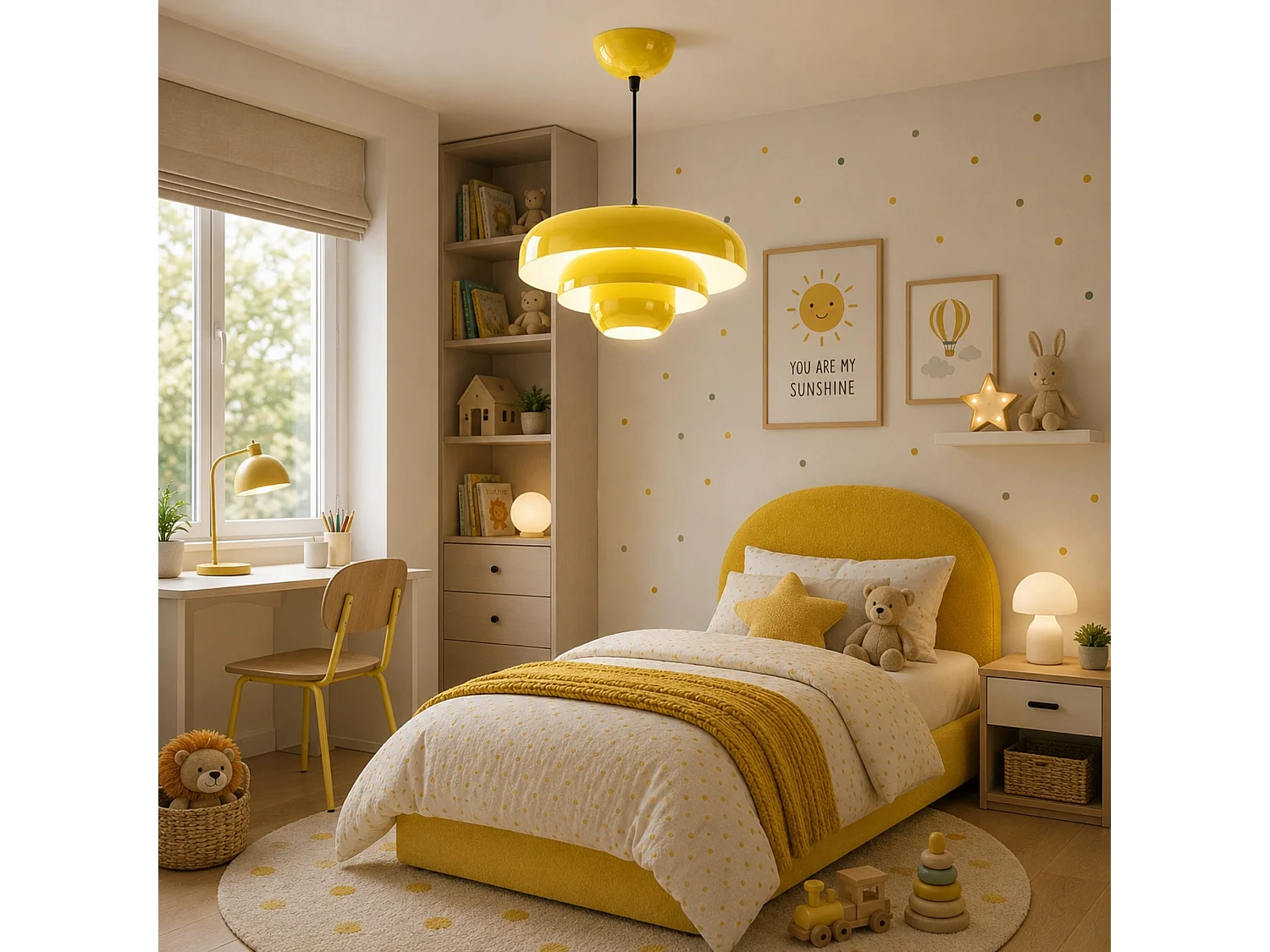 Lampe suspendue en métal "Layer" - 43 x 43 cm - Jaune