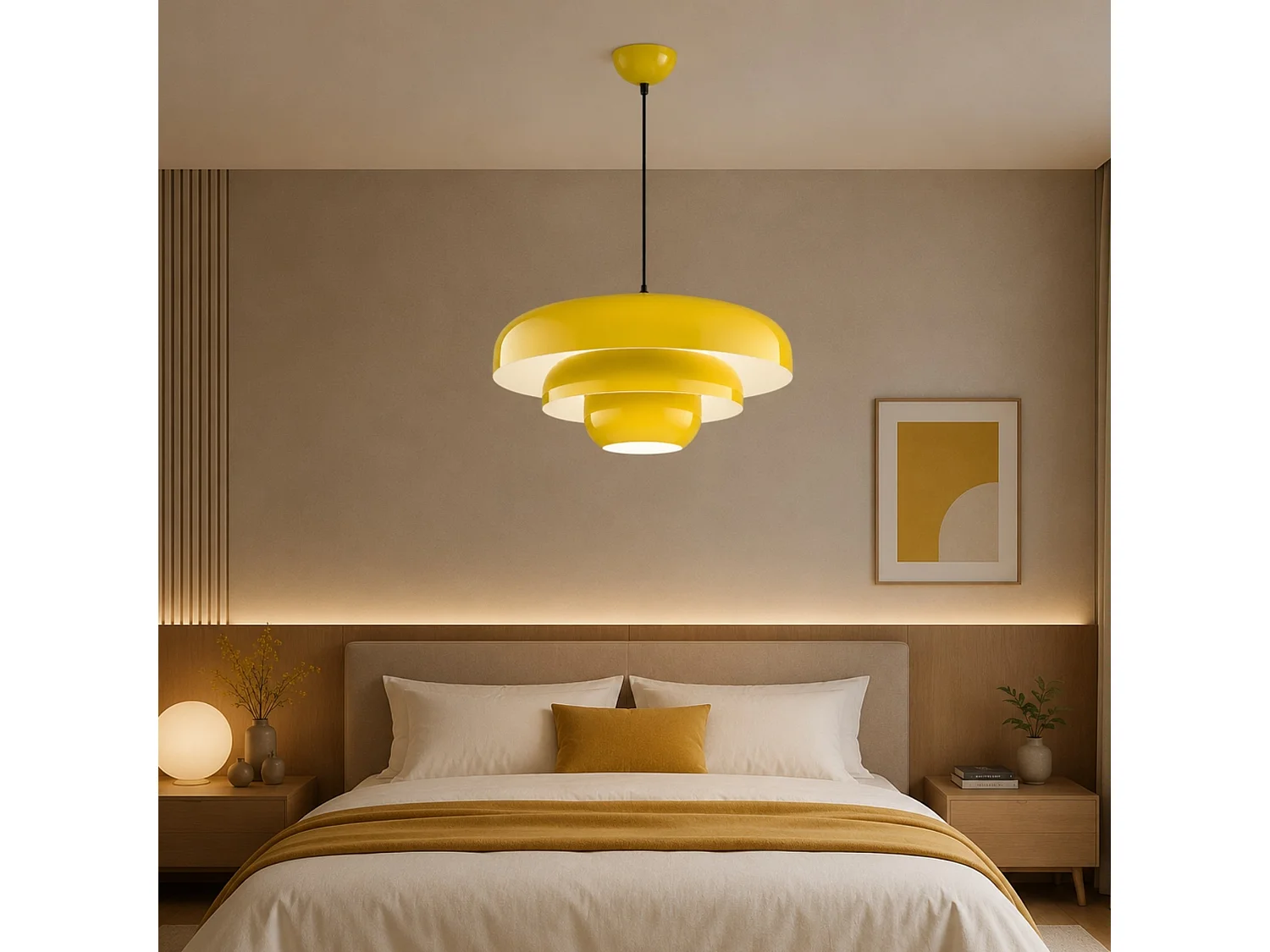 Lampe suspendue en métal "Layer" - 43 x 43 cm - Jaune