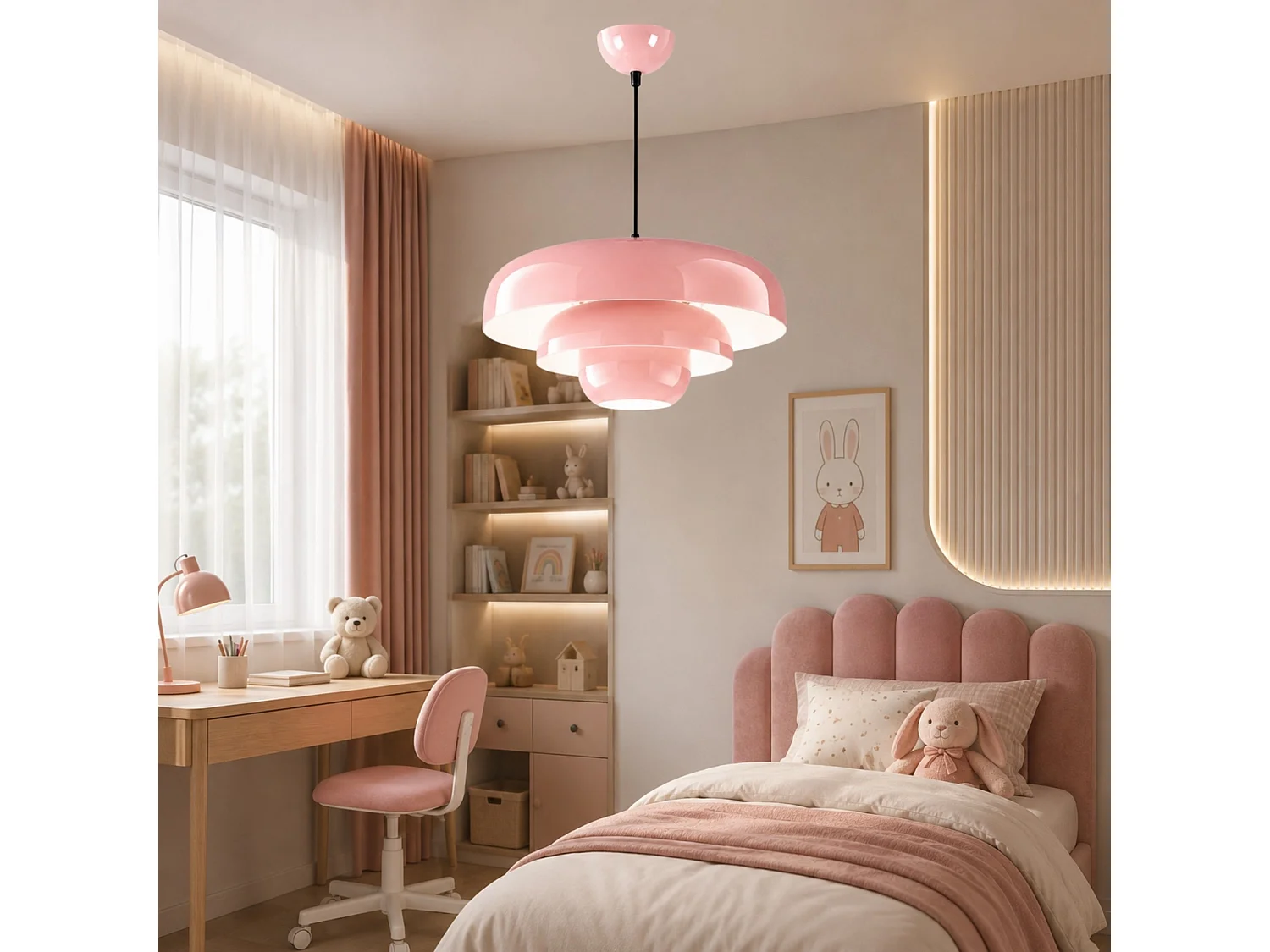 Lampe suspendue en métal "Layer" - 43 x 43 cm - Rose