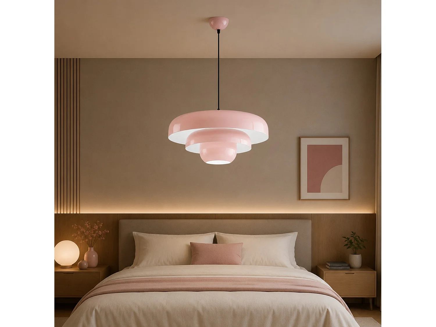 Lampe suspendue en métal "Layer" - 43 x 43 cm - Rose