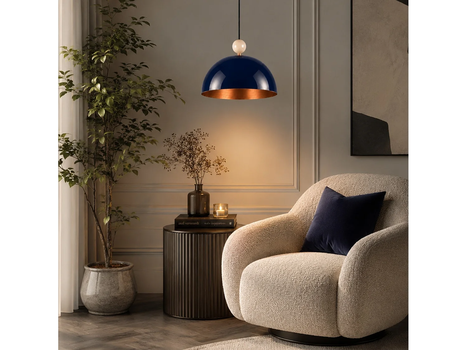 "Bubble" Lampadario a sospensione in metallo blu navy - 40 x 40 cm
