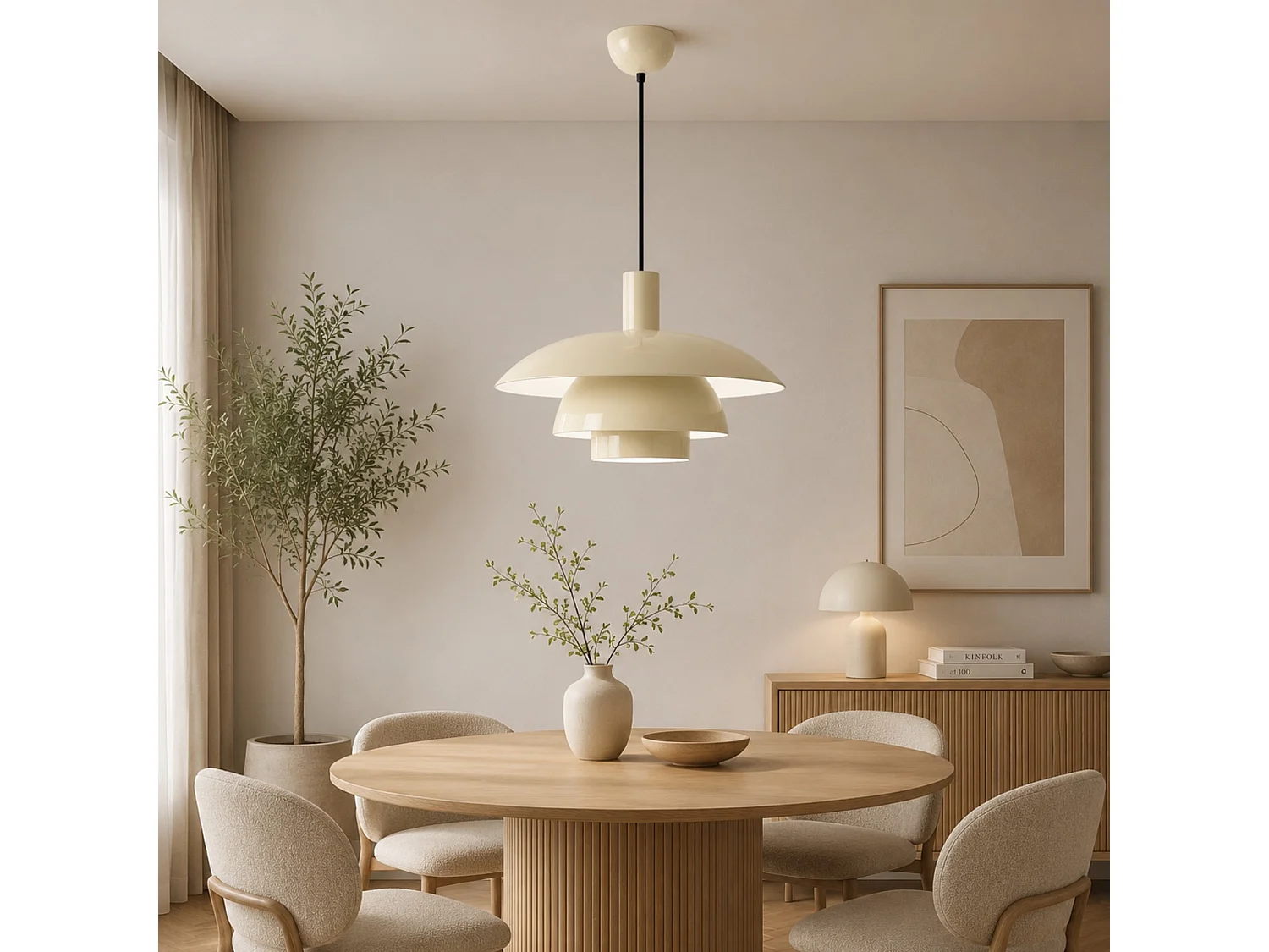 Beige Metallkrona "Layer" - Justerbar Höjd 45 x 45 cm