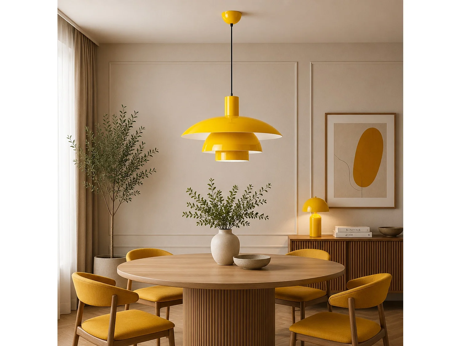 Lampe suspendue en métal "Layer" - 45 x 45 cm - Jaune