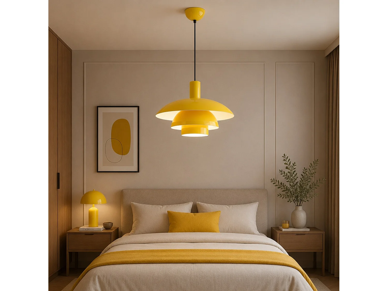 Lampe suspendue en métal "Layer" - 45 x 45 cm - Jaune
