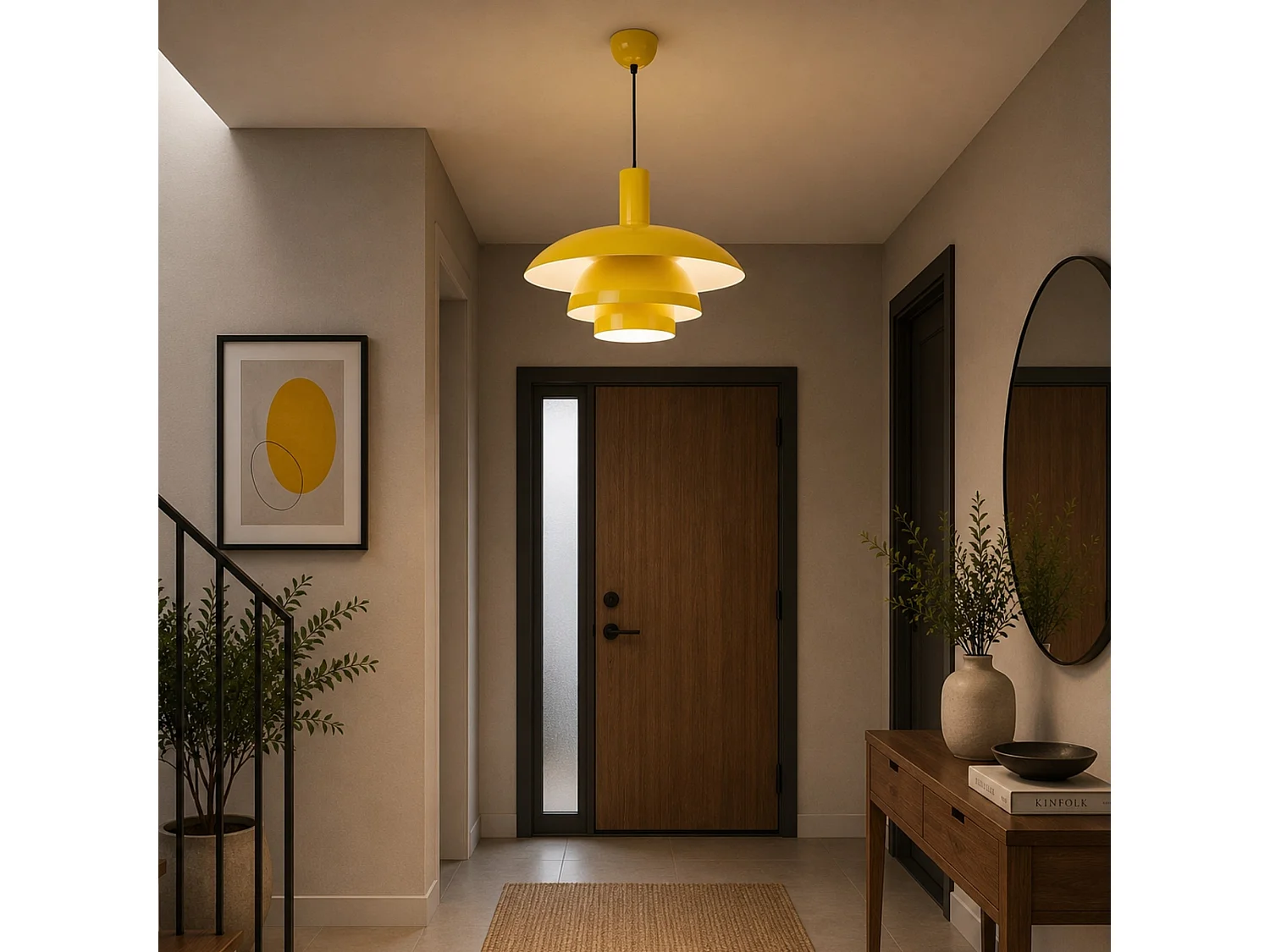 Lampe suspendue en métal "Layer" - 45 x 45 cm - Jaune