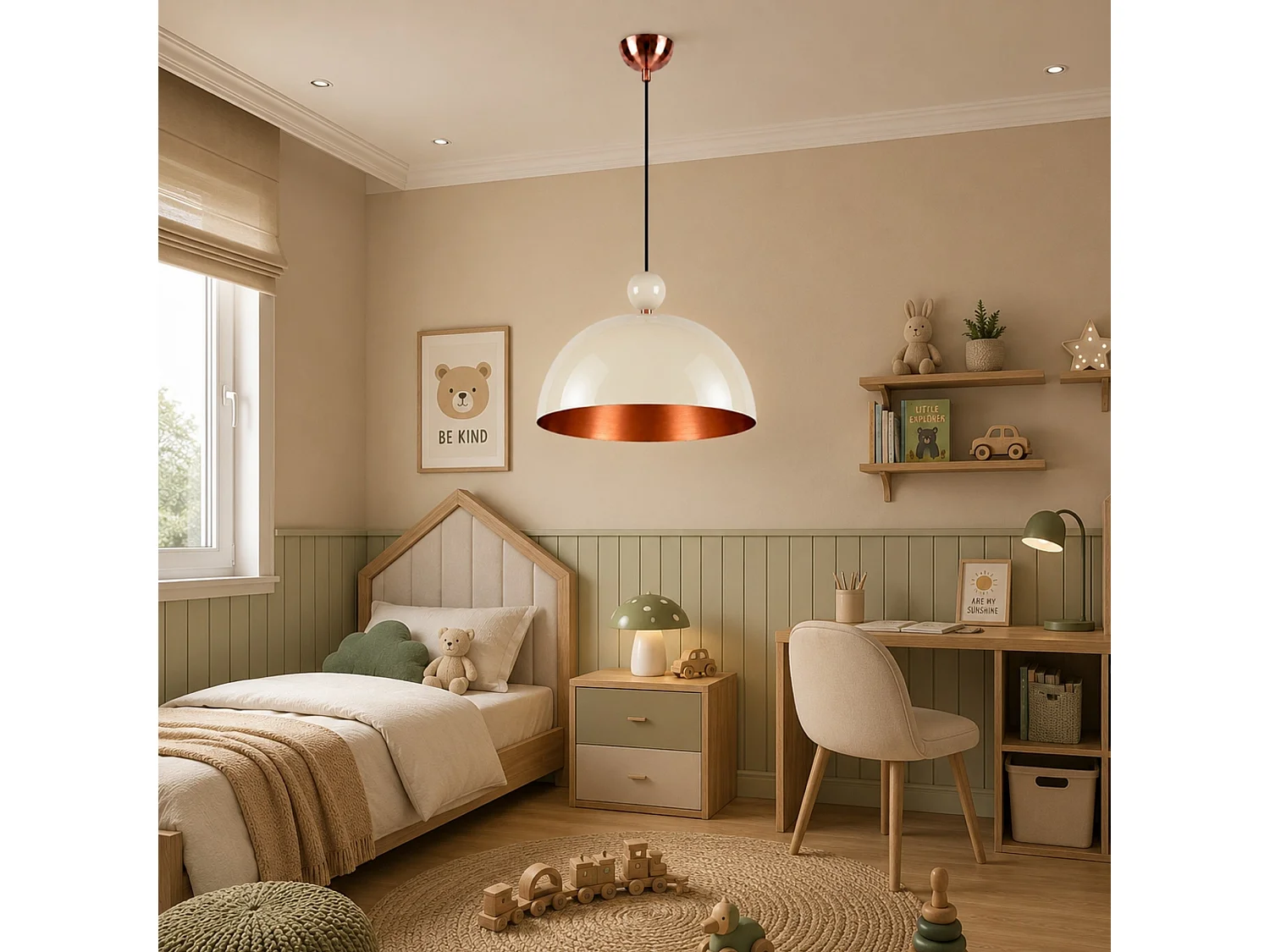 Elegant "Bubble" Metall Pendel Ljuskrona - Beige - 40 x 40 cm