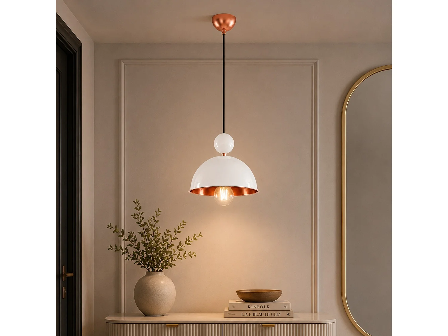 "Bubble" Kronljus Metall Pendellampa Beige 21 x 21 cm