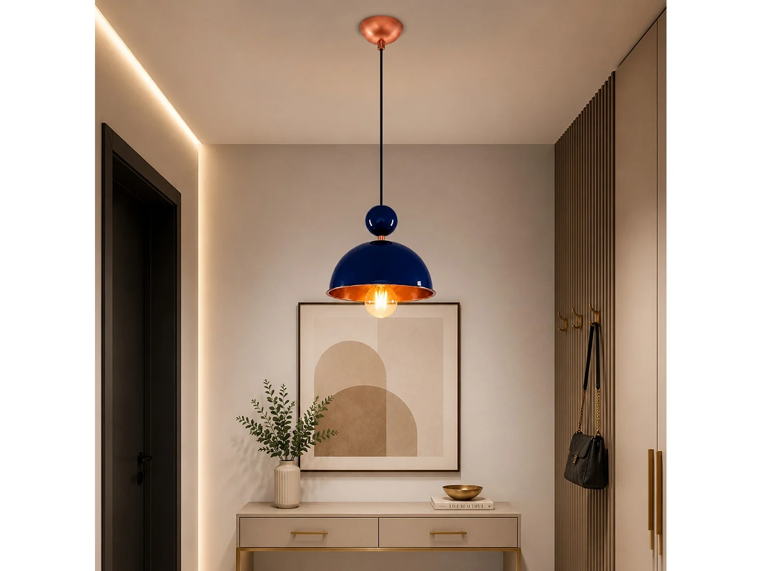Lampadario in metallo blu navy "Bubble" - 21 x 21 cm