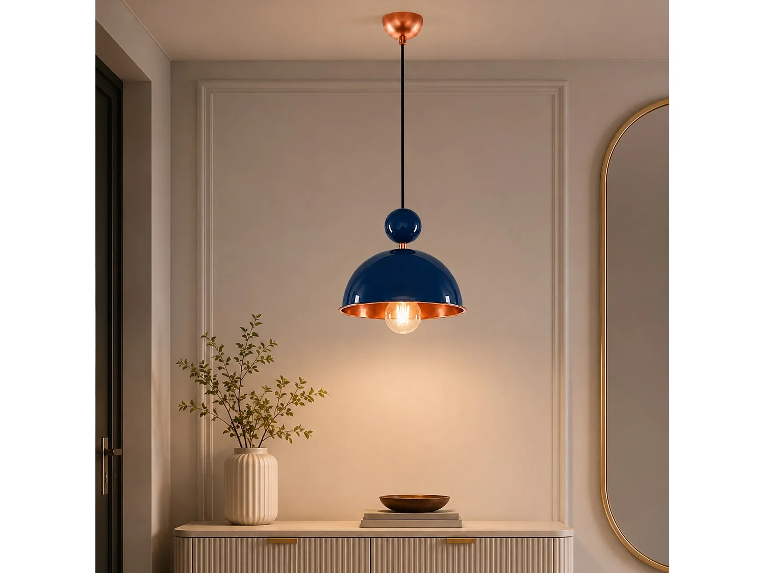 Lampadario in metallo blu navy "Bubble" - 21 x 21 cm