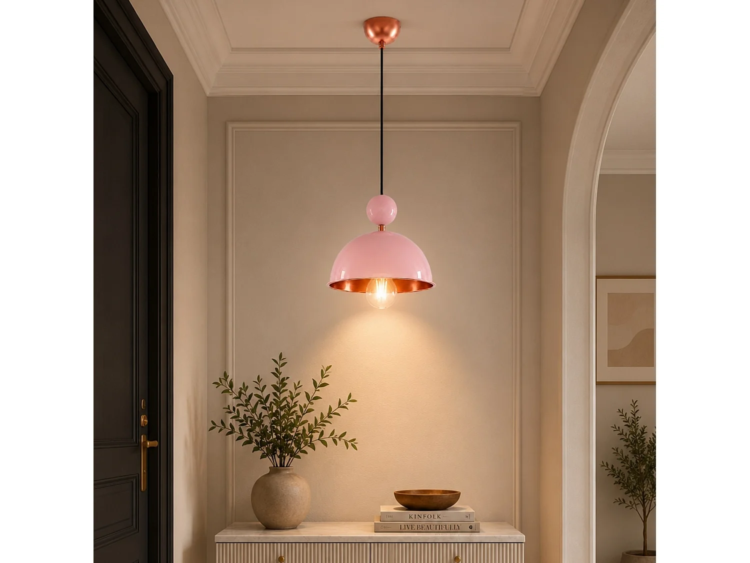 Lampe suspendue en métal "Bubble" - 21 x 21 cm - Rose