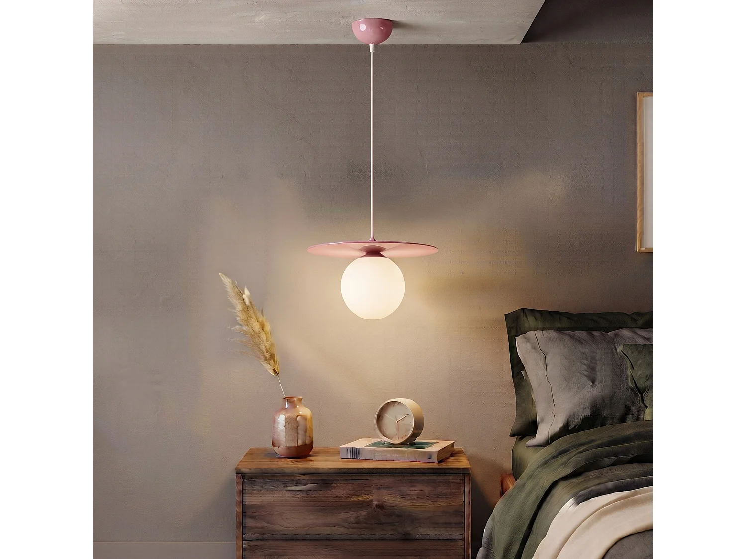 Lampe suspendue en métal "Vesper" - 40 x 40 cm - Rose