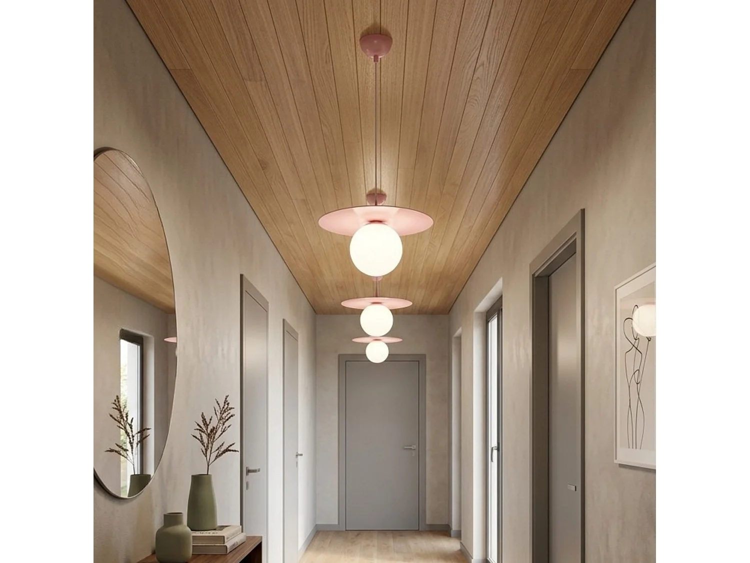 Lampe suspendue en métal "Vesper" - 40 x 40 cm - Rose