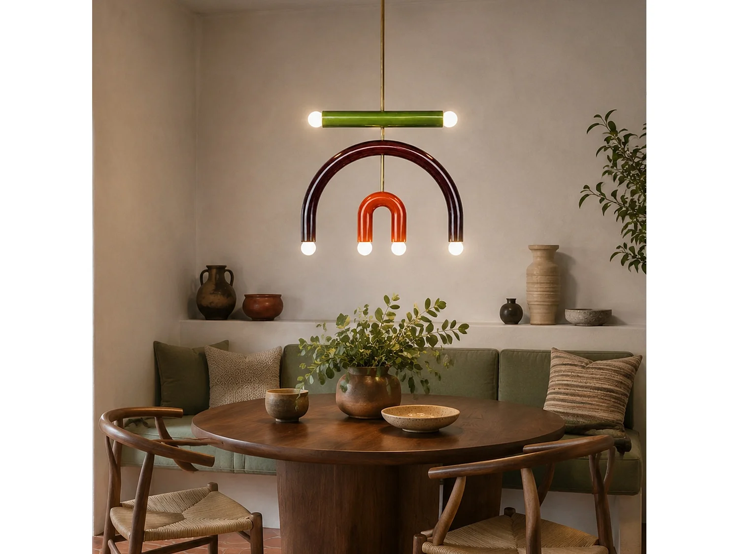 "Vento" Multicolor Metalen Kroonluchter - 50 x 10 x 81 cm - Elegante Verlichtingsarmatuur