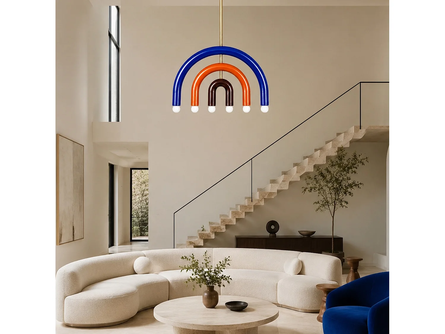 Lampadario in metallo multicolore "Vento" - Elegante apparecchio di illuminazione per la casa 50 x 10 cm