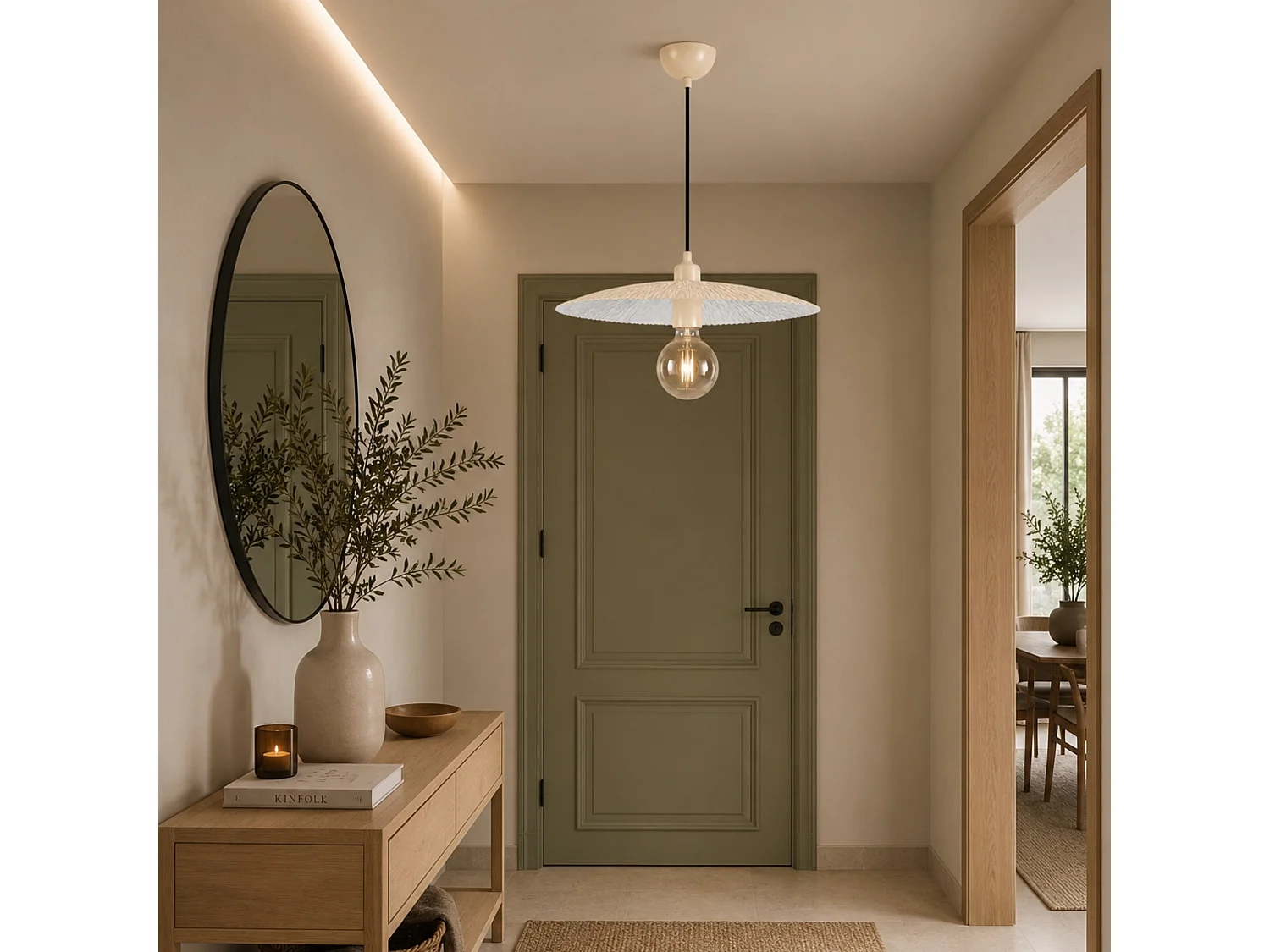 "Soleil" Beige Metallkrona - 39 x 39 cm - Elegant Hängande Lampa