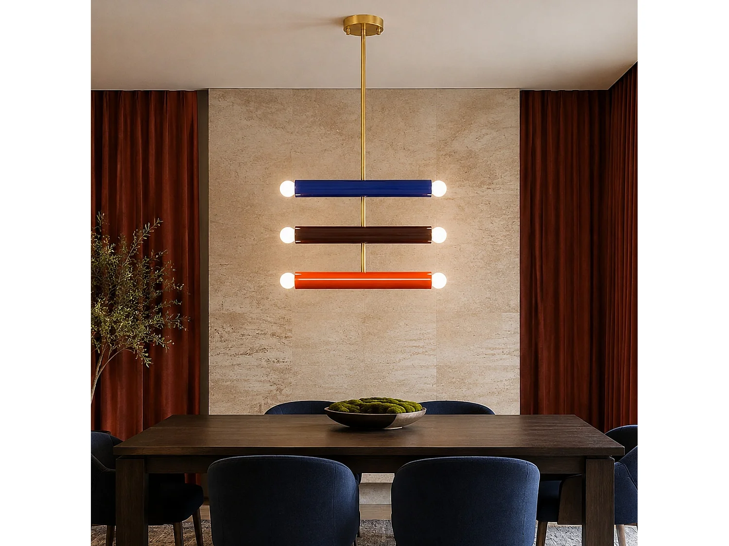 Lampadario Multicolore in Metallo "Vento" - 35 x 10 x 62 cm - Elegante Lampada