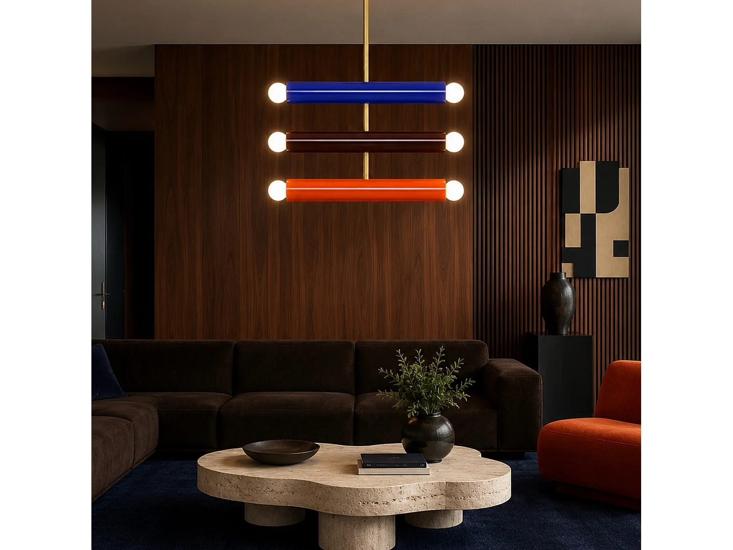Lampadario Multicolore in Metallo "Vento" - 35 x 10 x 62 cm - Elegante Lampada