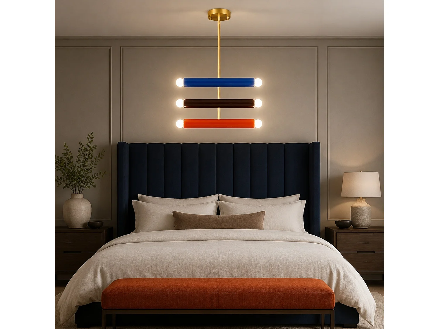 Lampadario Multicolore in Metallo "Vento" - 35 x 10 x 62 cm - Elegante Lampada