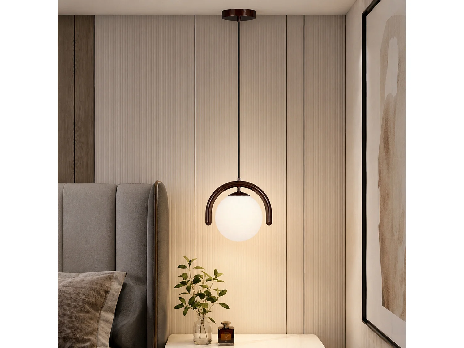 "GEDIK-20441" Metall- och Glas Ljuskrona - Brun - 20 x 20 cm - Taklampa