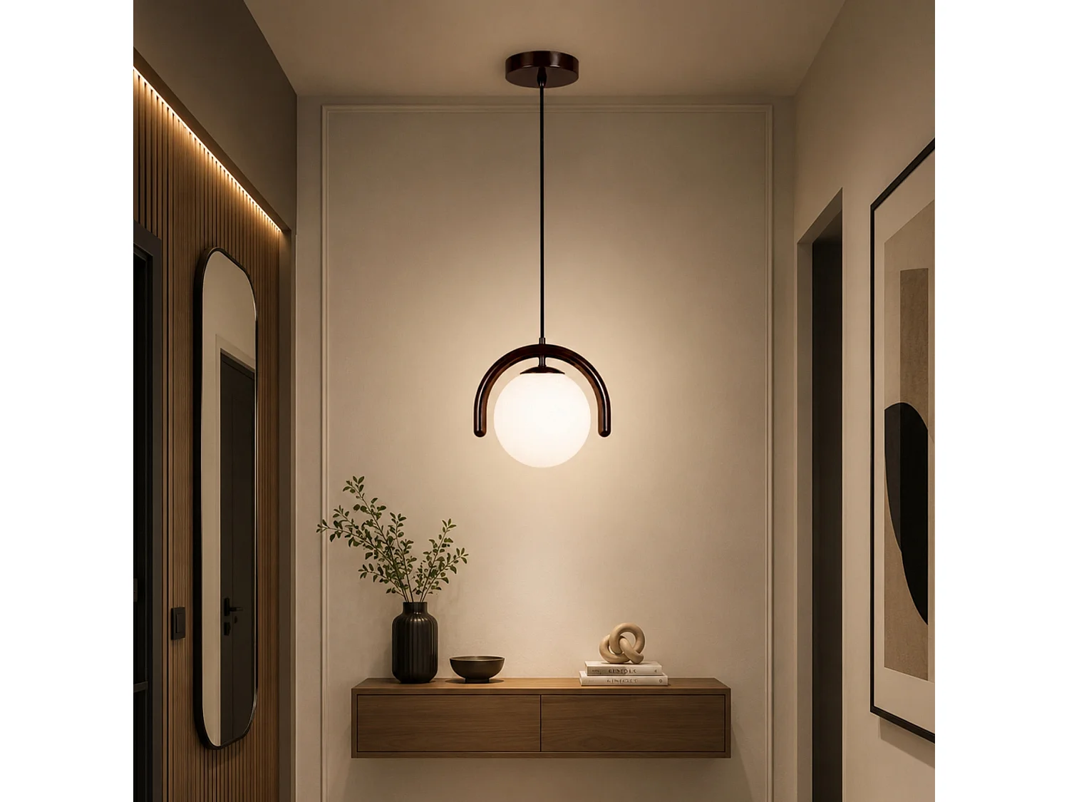 "GEDIK-20441" Metall- och Glas Ljuskrona - Brun - 20 x 20 cm - Taklampa
