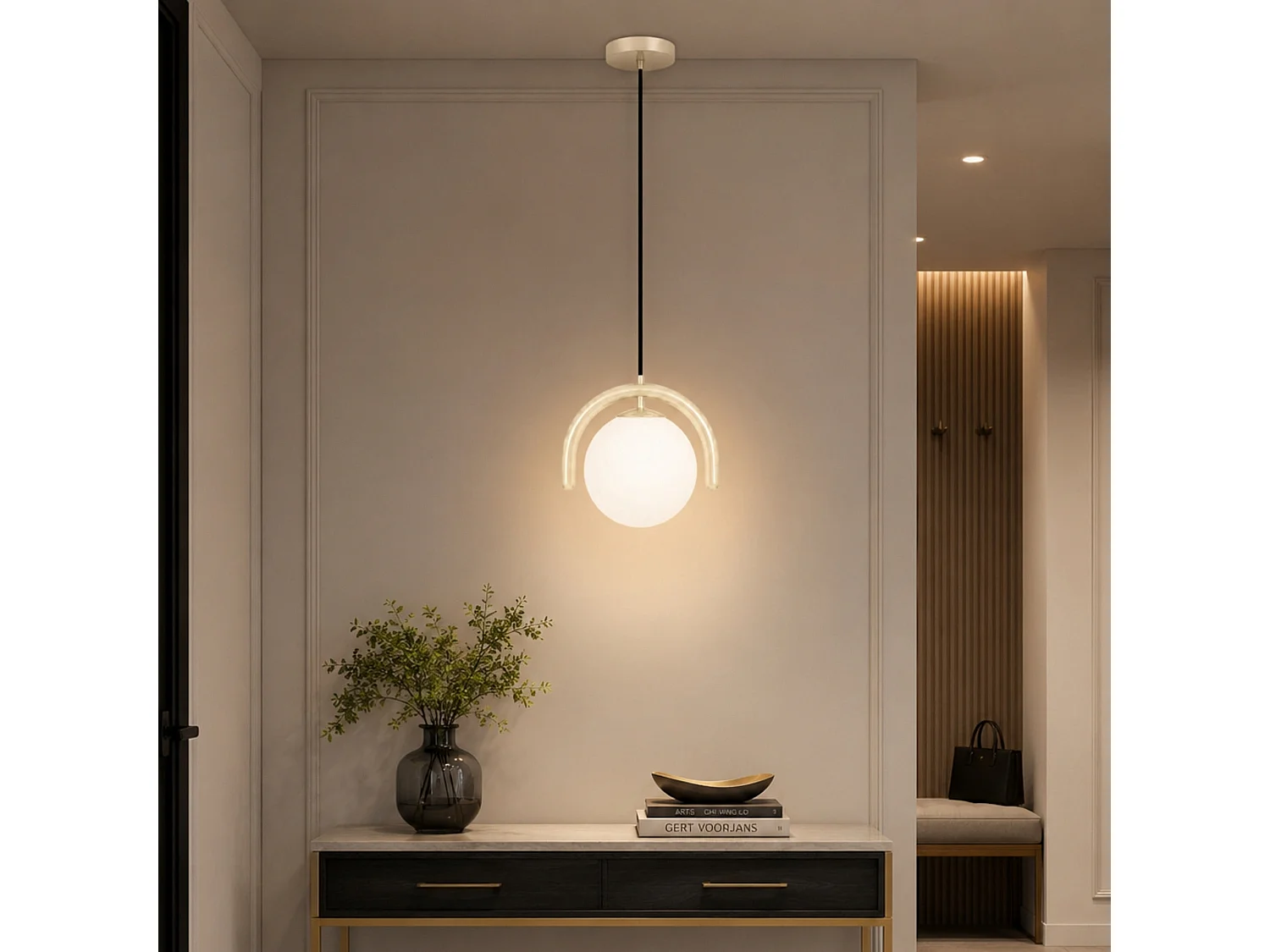 "GEDIK-20441" Beige Metall och Glas Ljuskrona - 20 x 20 cm - Taklampa