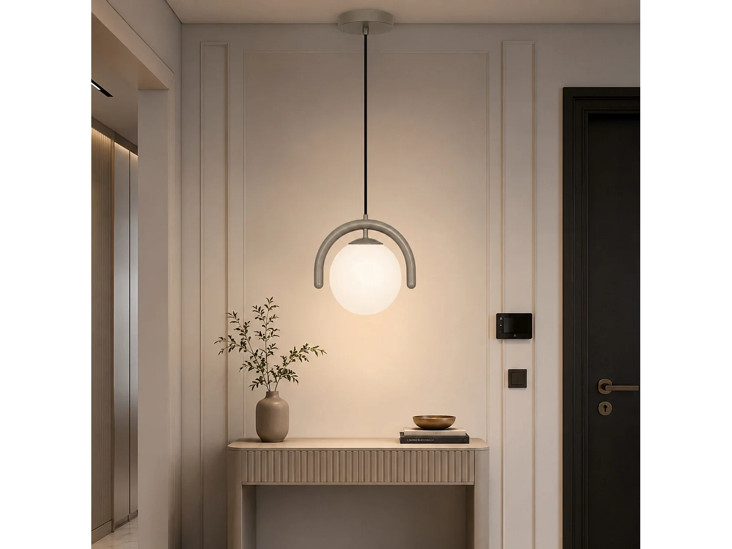 Elegant Grå Metall och Glas Kronljus - 20 x 20 cm - "GEDIK-20441"