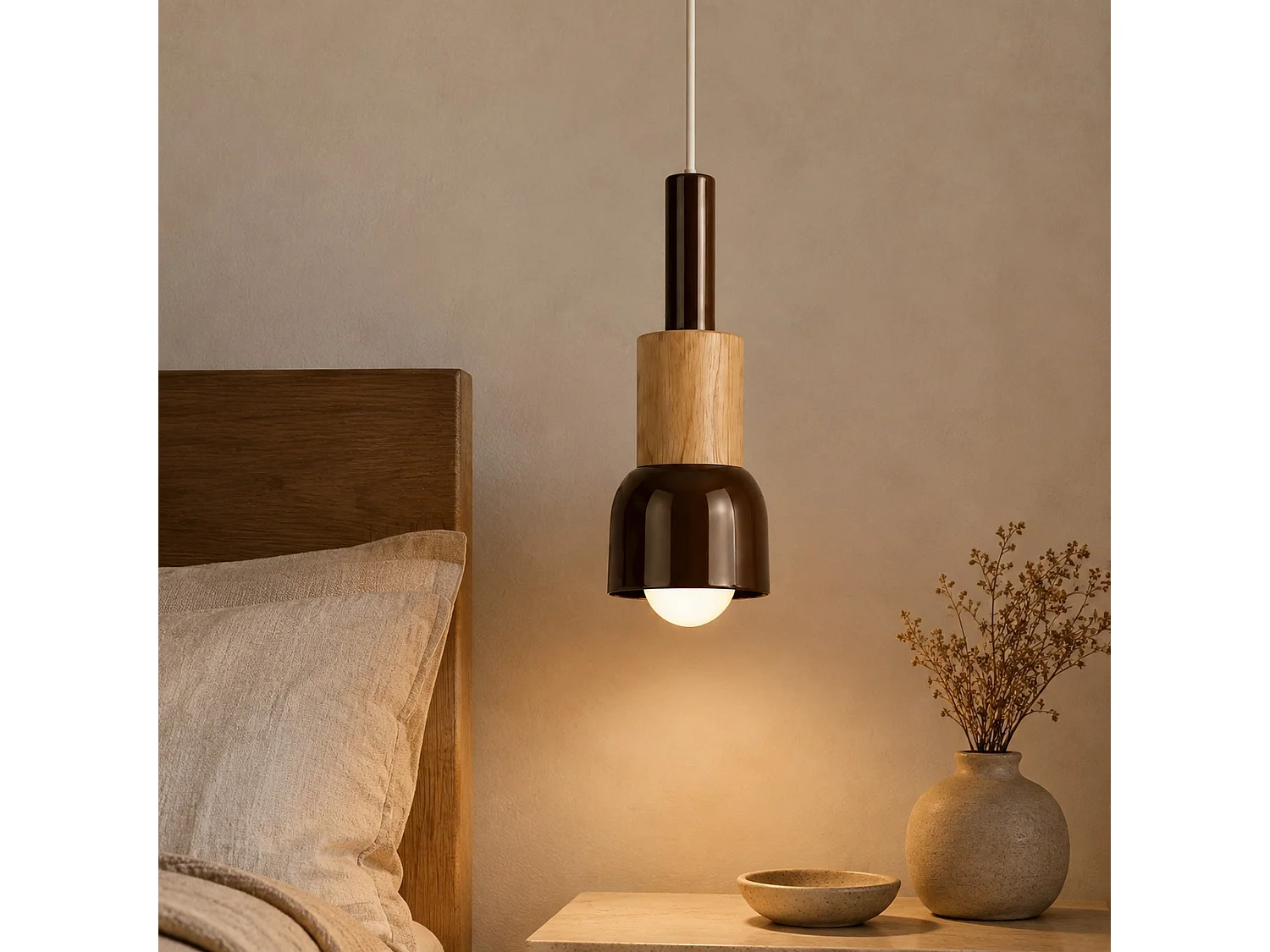 "Elwood" Brun Metall Pendel Ljuskrona - Justerbar Höjd 30-90 cm - Elegant Belysningsarmatur