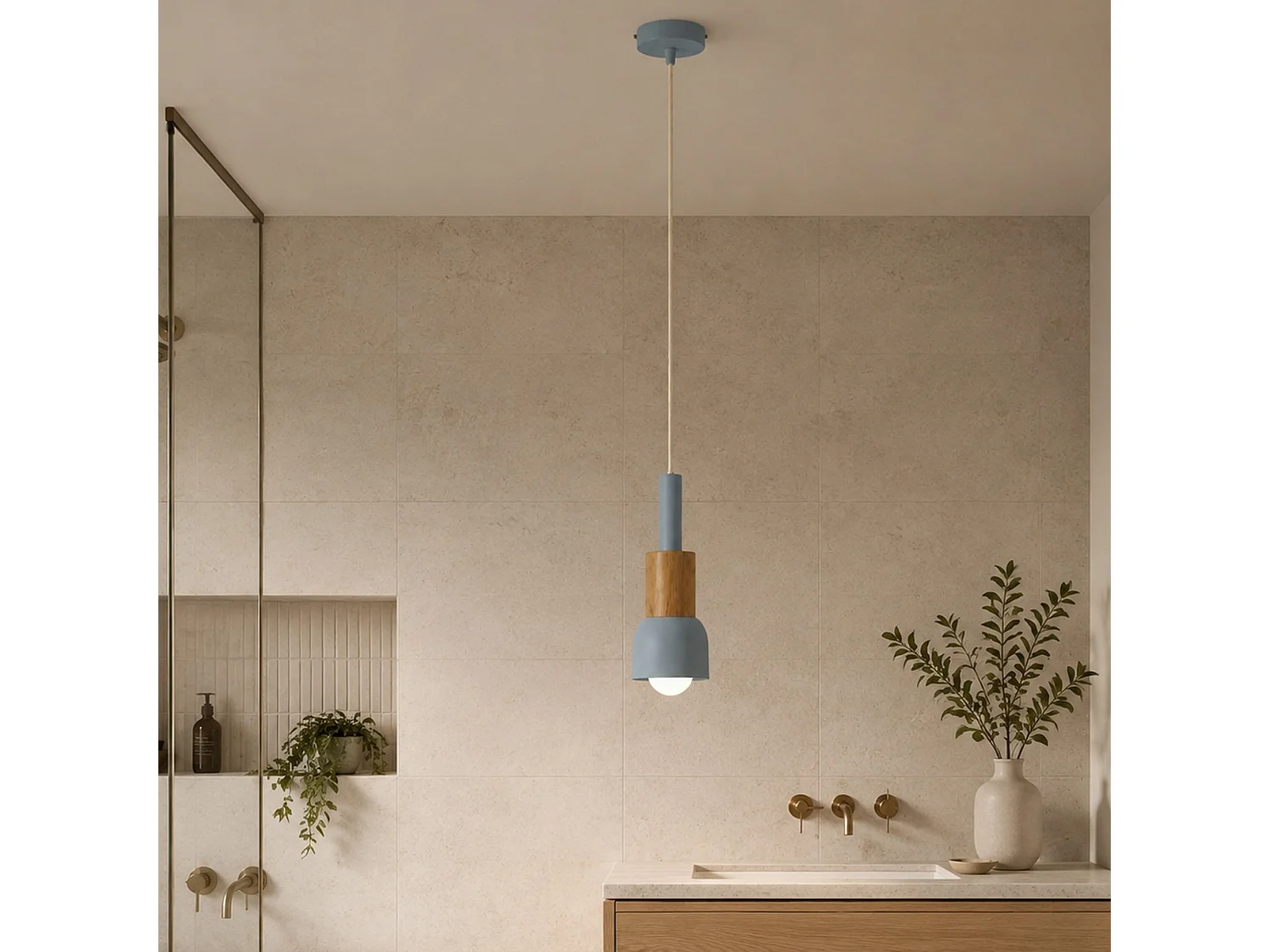 Lampadario a Sospensione in Metallo Blu "Elwood" - Altezza Regolabile 30-90 cm - Lampada da Soffitto Elegante
