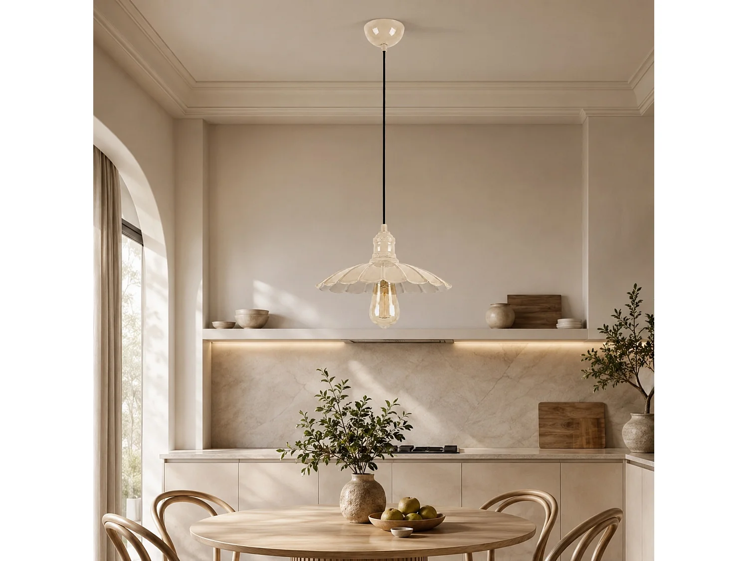 "Volan" Beige Metallkrona - 25 x 25 cm - Elegant Taklampa